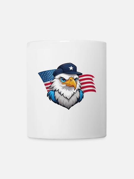 USA Adler mit Fliegermütze - Tasse - Weiß