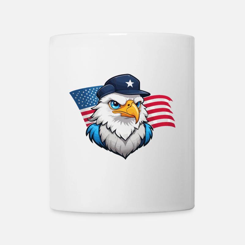 USA Adler mit Fliegermütze - Tasse - Weiß