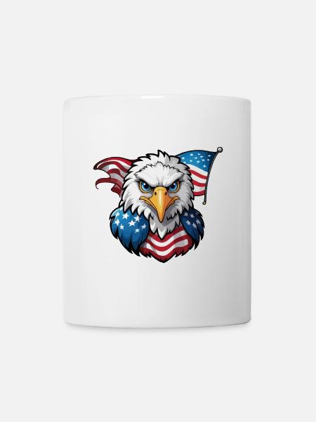 USA Fahne und USA Adler - Tasse - Weiß