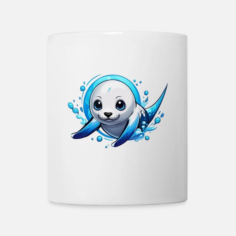 Robbe | Robbenbaby im Meer - Tasse - Weiß