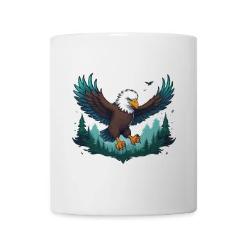 Eagle flies over forest - Mug - white - Front