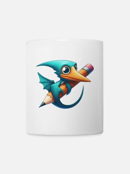 Pterodaktylus Bleistift Kawaii Flugsaurier Dino - Tasse - Weiß