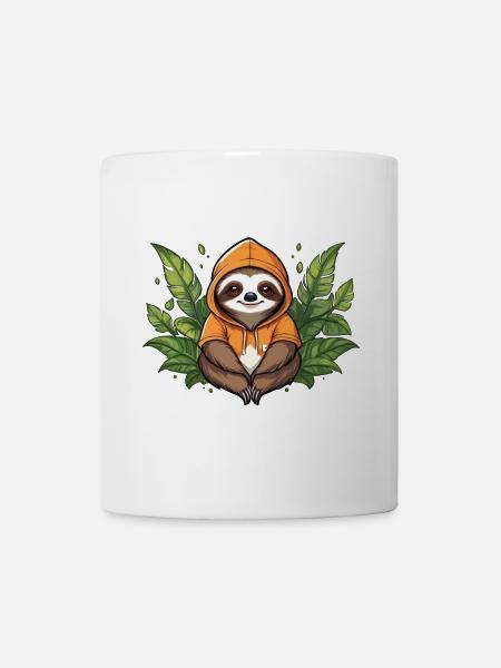 Faultier zwischen grünen Blättern - Tasse - Weiß