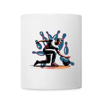 Dynamischer, farbenfroher Bowler in Aktion - Tasse - Weiß - Vorne