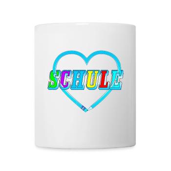 Bleistift Herz Schule Schrift blau Schulanfang - Tasse - Weiß - Vorne