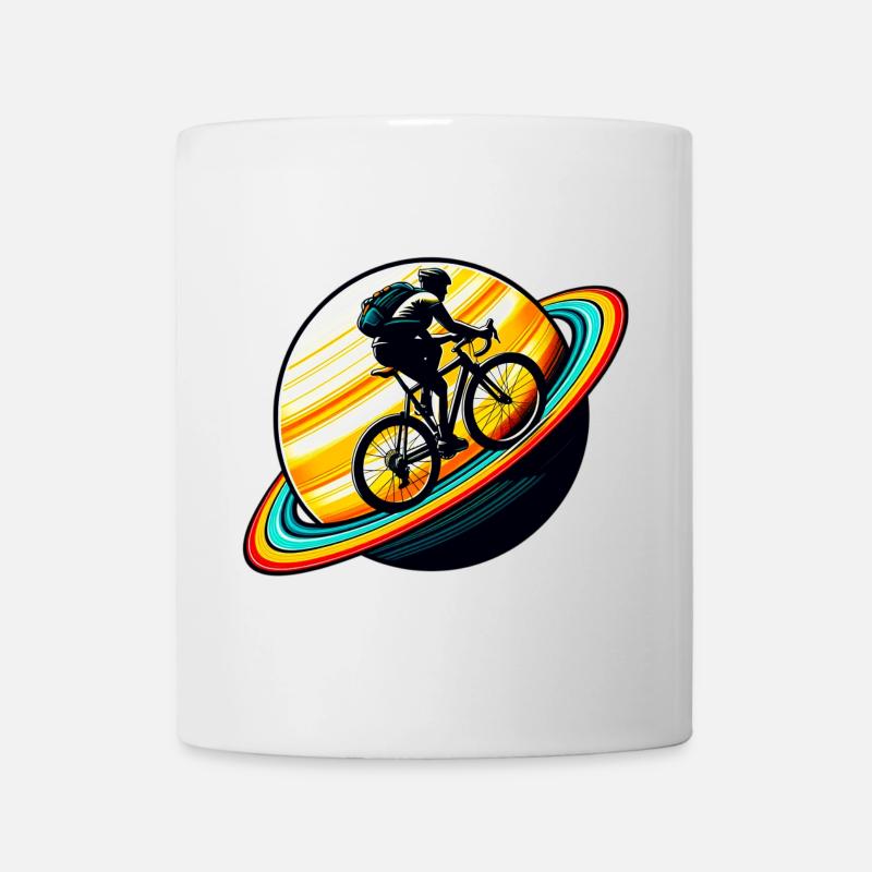 Radfahrer auf dem Saturn - Tasse - Weiß