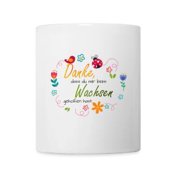 Couronne de fleurs - Fleurs colorées - Oiseau - Coccinelle - Mug blanc - blanc - Devant