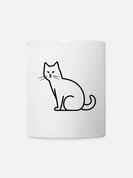 Katze Zeichnung - Tasse - Weiß