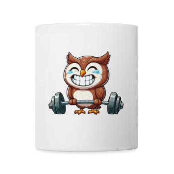 owl weightlifter strong fit athletic fitness - Mug - white - Front