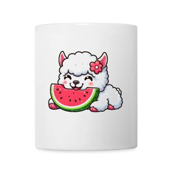 Llama Alpaca Watermelon Cartoon Summer - Mug - white - Front