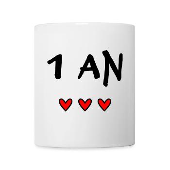 1. 1 Jahr. 1. JAHRESTAG. 1-JÄHRIGES JUBILÄUM - Tasse - Weiß - Vorne