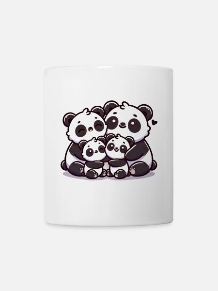 Famille Panda Mère Et Père Avec Deux Enfants - Mug blanc - blanc