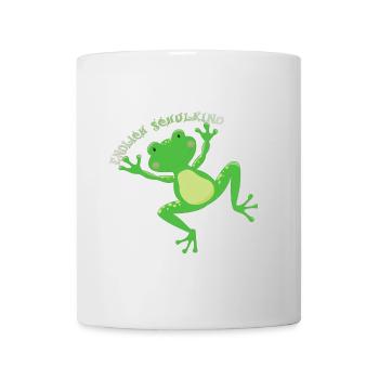 Enfin l’inscription d’un écolier à une grenouille heureuse - Mug blanc - blanc - Devant