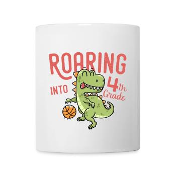 Roaring into 4th Grade Dinosaur Basketball - Mug blanc - blanc - Devant