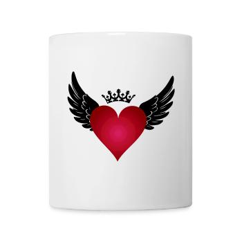 Un cœur avec des ailes et une couronne : l’amour qui vole - Mug blanc - blanc - Devant
