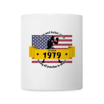 45e anniversaire Vivant et actif depuis 10/1979 - Mug blanc - blanc - Devant