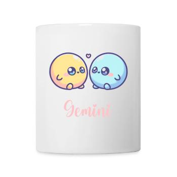 Mignon Cadeau d’astrologie du zodiaque Gémeaux - Mug blanc - blanc - Devant