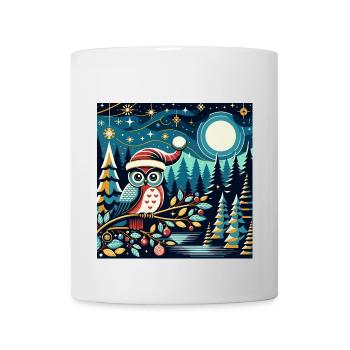 Kleine Weihnachtseule im Winterwald Weihnachtswald - Tasse - Weiß - Vorne