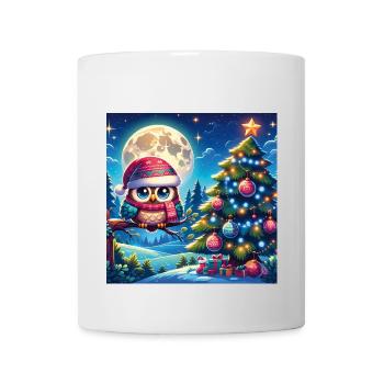 Kleine Weihnachtseule im Winterwald Weihnachtswald - Tasse - Weiß - Vorne