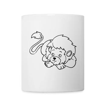 Lion Kawaii coloring page hand-illustrated - Mug - white - Front