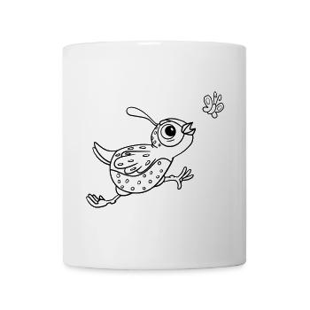 Coloring page bird with butterfly - Mug - white - Front