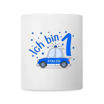 Polizeiauto Ich bin 1 Geburtstag Blau - Tasse - Weiß - Vorne