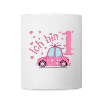 Polizeiauto Ich bin 1 Geburtstag Rosa - Tasse - Weiß - Vorne