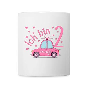 Polizeiauto Ich bin 2 Geburtstag Rosa - Tasse - Weiß - Vorne