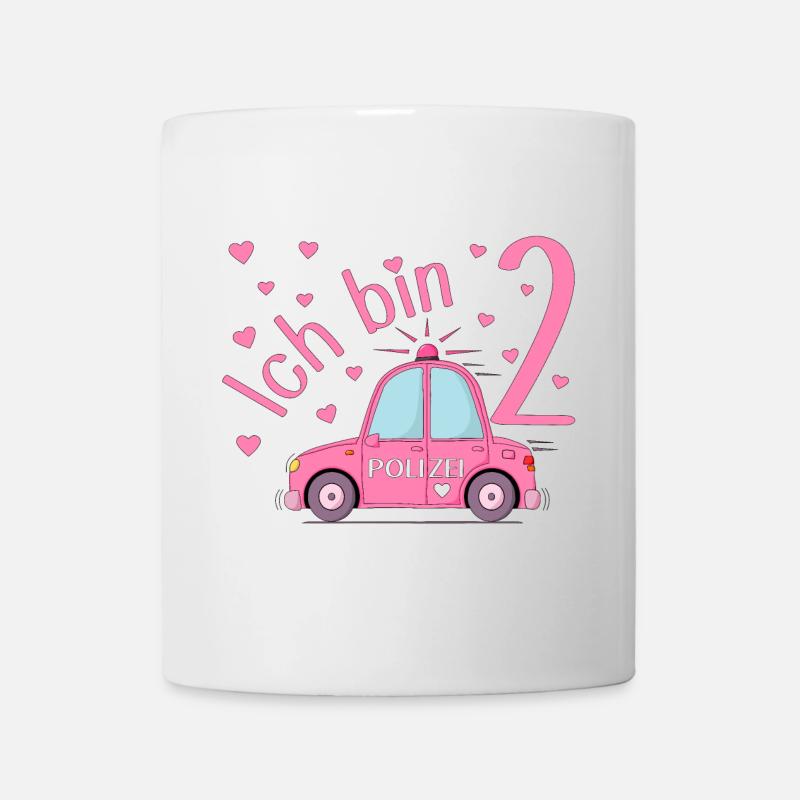 Polizeiauto Ich bin 2 Geburtstag Rosa - Tasse - Weiß