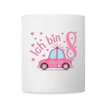 Polizeiauto Ich bin 8 Geburtstag Rosa - Tasse - Weiß - Vorne