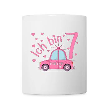 Polizeiauto Ich bin 7 Geburtstag Rosa - Tasse - Weiß - Vorne
