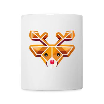 Geometrischer Rentierkopf- Motiv im Lebkuchen Stil - Tasse - Weiß - Vorne