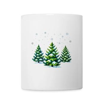 Winterliche Eleganz – Tannen & Sterne - Tasse - Weiß - Vorne
