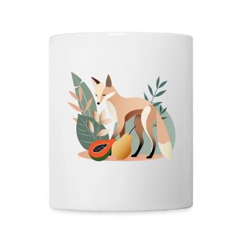 Eleganter Fuchs mit tropischen Früchten - Tasse - Weiß - Vorne