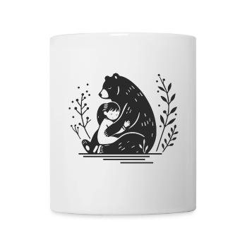 A child lovingly hugs a brown bear - Mug - white - Front