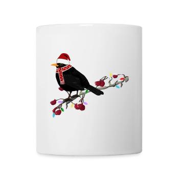 Amsel Lichterkette Vogel auf einem Ast Vogelfreund - Tasse - Weiß - Vorne
