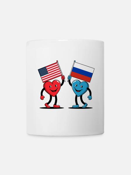 Cœurs de l’Amérique et de la Russie - Mug blanc - blanc