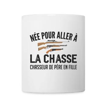 chasseur née pour aller à la chasse père et fille - Mug blanc - blanc - Devant