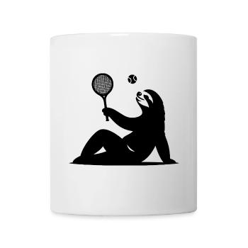 Sloth Tennis Tennis Player Ball Horn Silhouette - Mug - white - Front