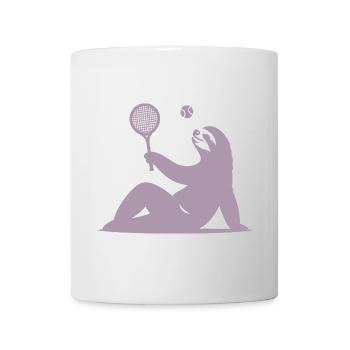Faultier Tennis Tennisspieler Ball Horn Silhouette - Tasse - Weiß - Vorne