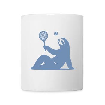 Faultier Tennis Tennisspieler Ball Horn Silhouette - Tasse - Weiß - Vorne