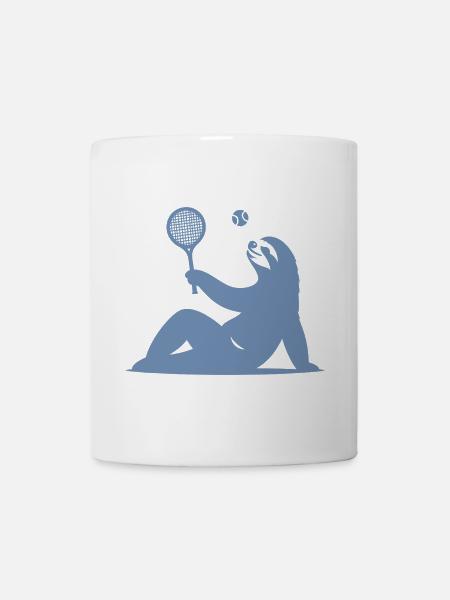 Faultier Tennis Tennisspieler Ball Horn Silhouette - Tasse - Weiß
