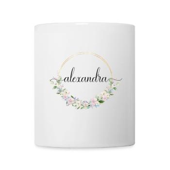 Alexandra! Floraler Kranz, personalisierbar - Tasse - Weiß - Vorne