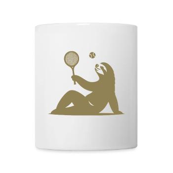 Faultier Tennis Tennisspieler Ball Horn Silhouette - Tasse - Weiß - Vorne
