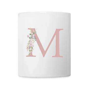 M Monogram, Floral, Personnalisable - Mug blanc - blanc - Devant