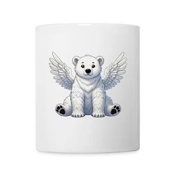 Süßer Eisbär Engel Cartoon Tier Illustration - Tasse - Weiß - Vorne