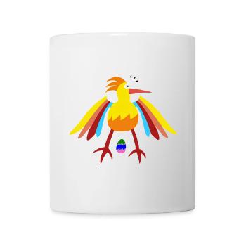 Regenbogengefiederter Vogel mit Ei-Illustration - Tasse - Weiß - Vorne