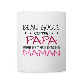 Beau gosse comme papa en mieux grâce à maman - Mug blanc - blanc - Devant