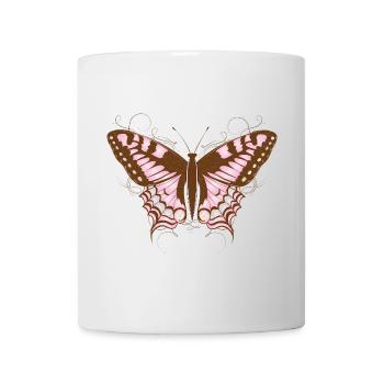 Papillon élégant dans les tons roses et terre - Mug blanc - blanc - Devant