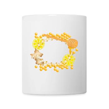 Ingwer-Zitrone-Honig-Rahmen – Wohlfühlmotiv - Tasse - Weiß - Vorne